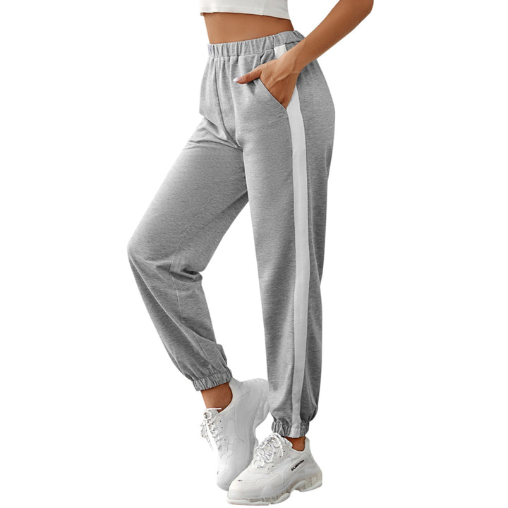 Damen bequeme Jogginghose mit seitlichen Streifen und elastischem Bund Drune