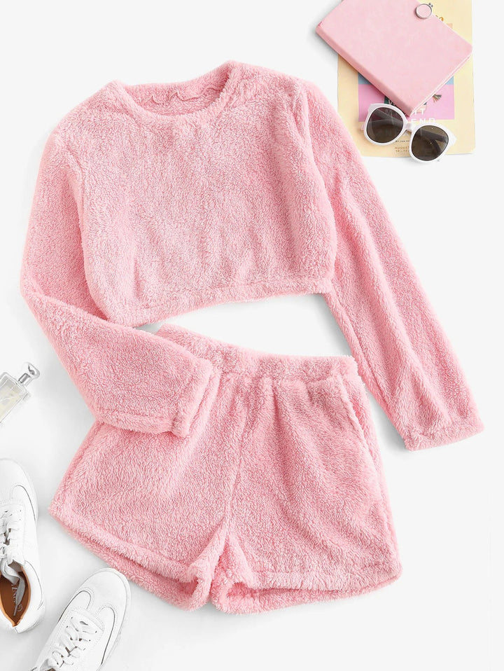 Damen Kuschelige Plüsch-Pyjama-Set Drune