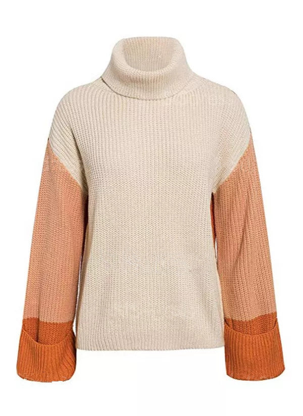 Damen modischer Rollkragenpullover mit strukturierten Ärmeln Drune