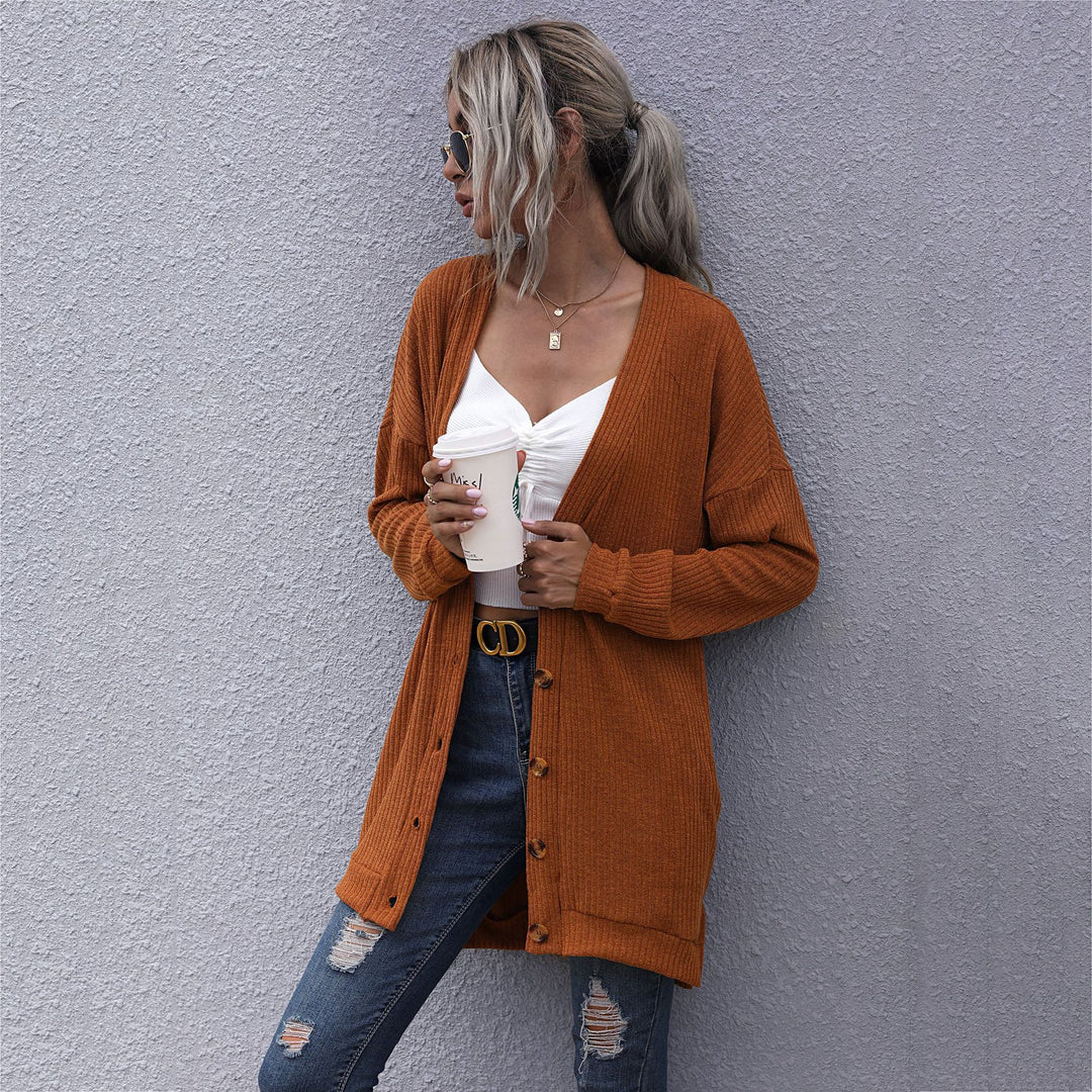 Damen Strickjacke mit lässigem Schnitt und elegantem V-Ausschnitt Drune