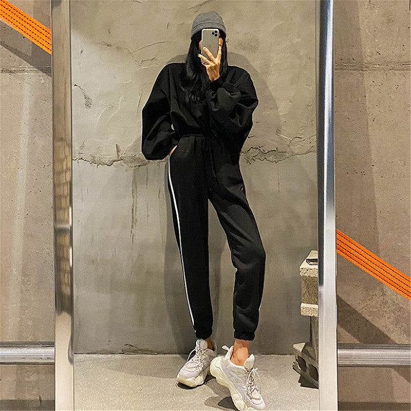 Damen gemütliches Freizeit-Set mit oversized Pullover und Jogginghose Drune