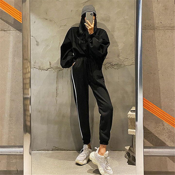 Damen gemütliches Freizeit-Set mit oversized Pullover und Jogginghose Drune