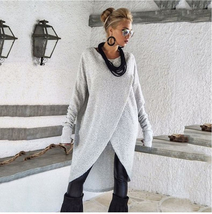 Drune | Strickpullover Asymmetrisches Design Langärmelig Übergroß Fit Weich Und Warm
