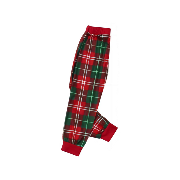 Drune | Weihnachten 2025 "Glauben" Buchstaben Weiß Langarmoberteil mit Rot & Grün Karierte Hose Familienpassende Schlafanzüge