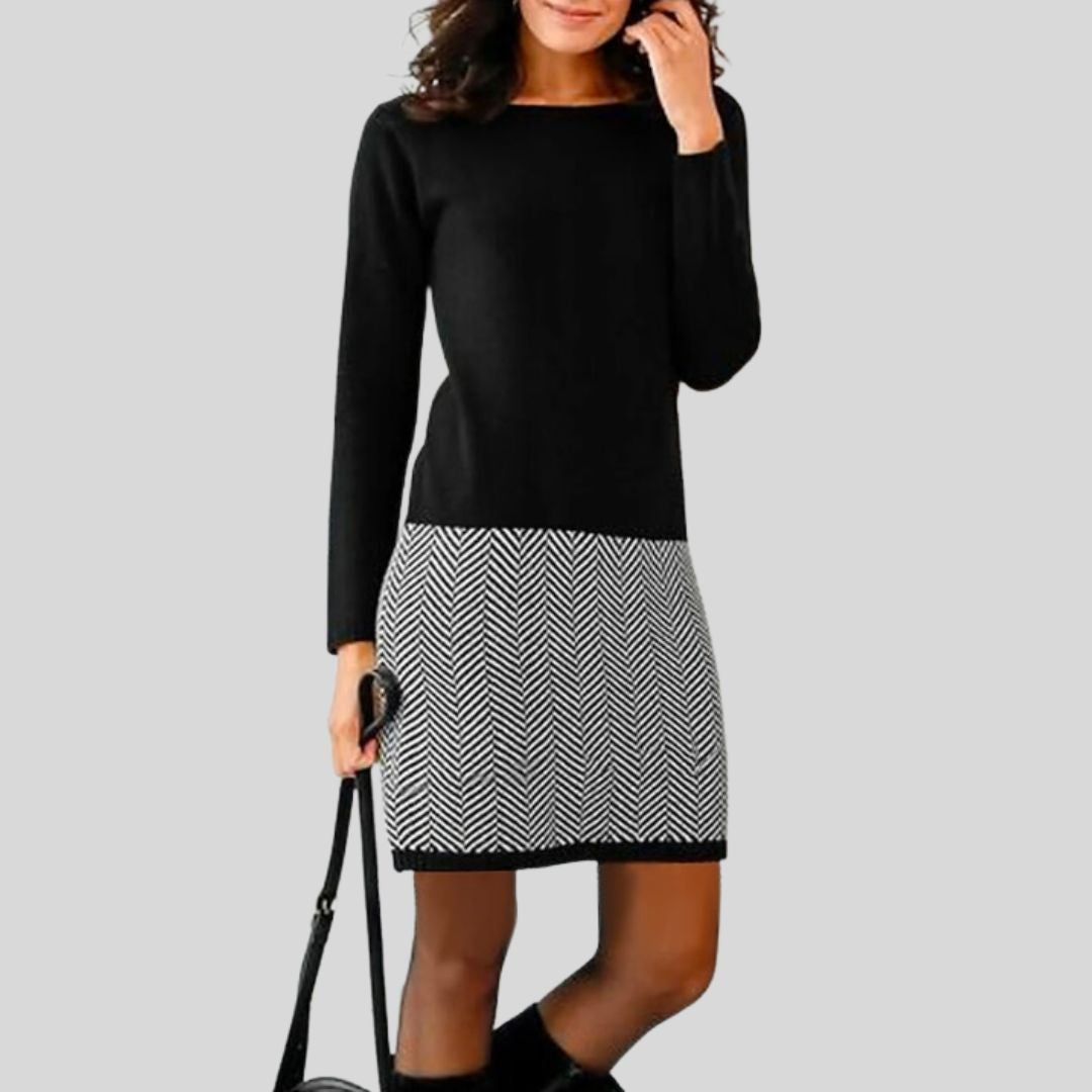 Drune | Schickes Kleid mit Hahnentritt-Saum