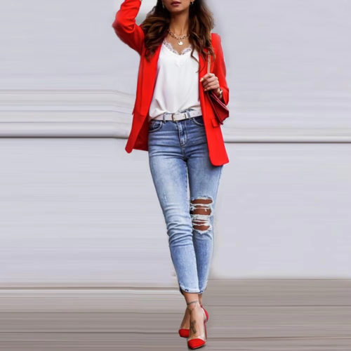Drune | Stilvolle Damen Blazer mit Einzelknopfverschluss Ideal für Die Arbeit