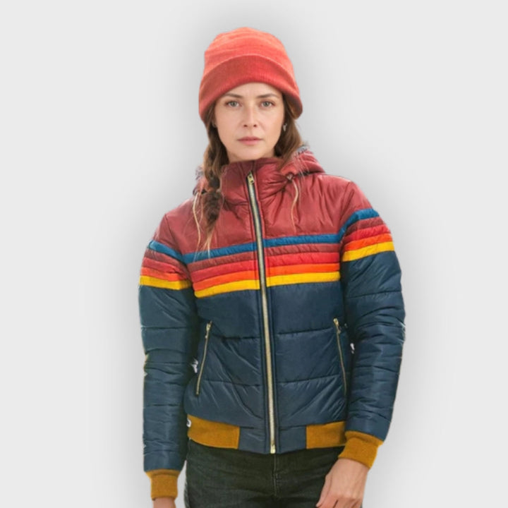 Drune | Damen Winter Daunenjacke - Mit Retro-Streifen