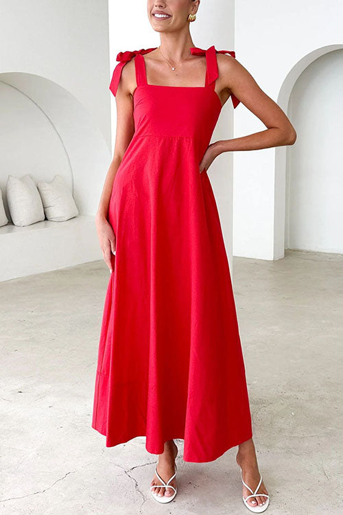 Drune | Rosiedress Schleifen-Schulter Empire Taille Swing Maxi Cami Kleid