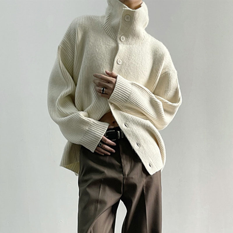 Drune | Rippstrick-cardigan mit Knöpfen Weich und Warm Lässige Eleganz