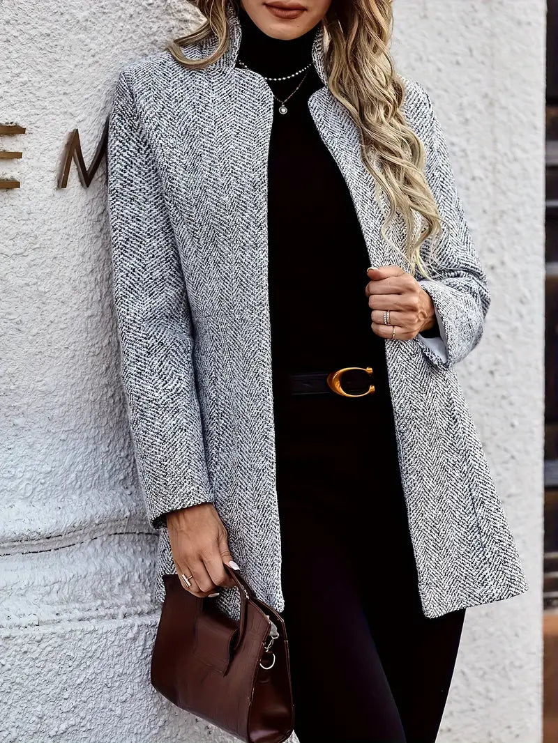 Drune | Stilvoller Damenmantel Im Tweed Look