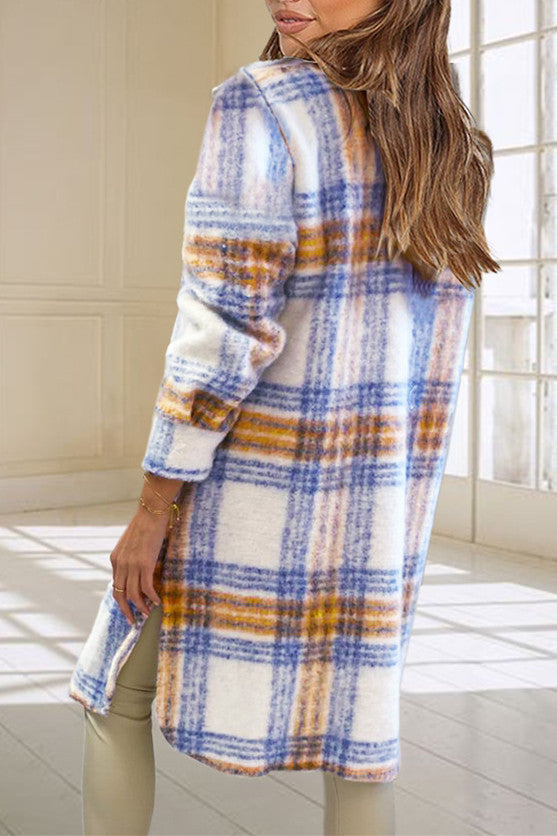 Drune | Karierte Tweed Lange Mantel