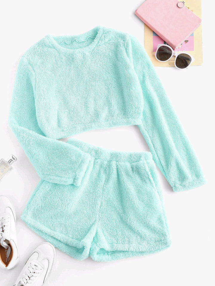 Damen Kuschelige Plüsch-Pyjama-Set Drune