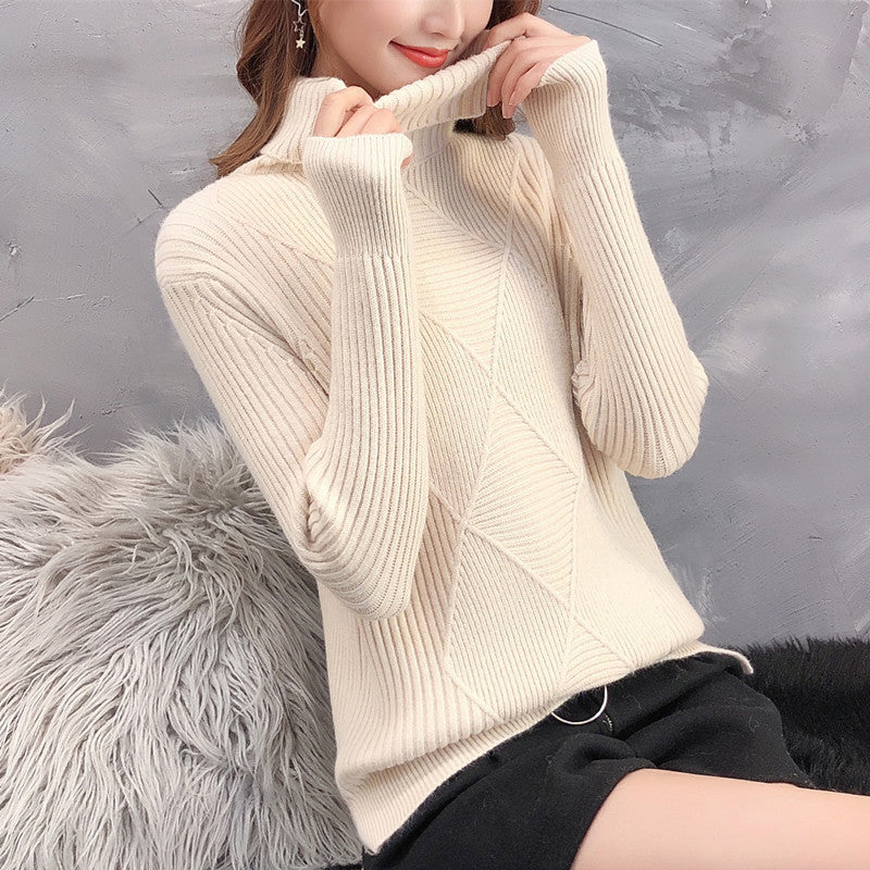 Damen Strickpullover mit Stehkragen und strukturiertem Design Drune