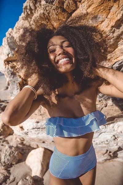 Damen Bandeau-Bikini mit modischen Rüschendetails Drune