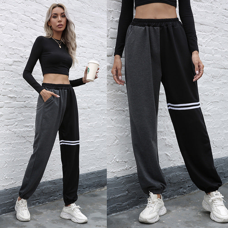 Damen sportliche Freizeithose mit seitlichen Eingrifftaschen und elastischem Bund Drune
