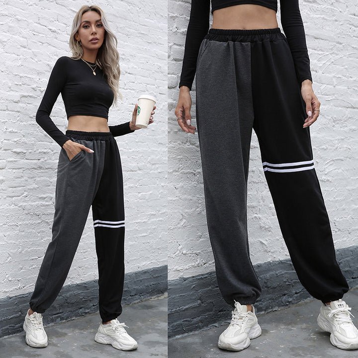 Damen sportliche Freizeithose mit seitlichen Eingrifftaschen und elastischem Bund Drune