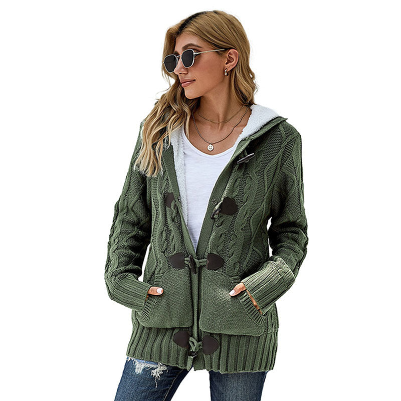 Damen Strickjacke mit hohem Kragen und bequemen Knopfdetails Drune