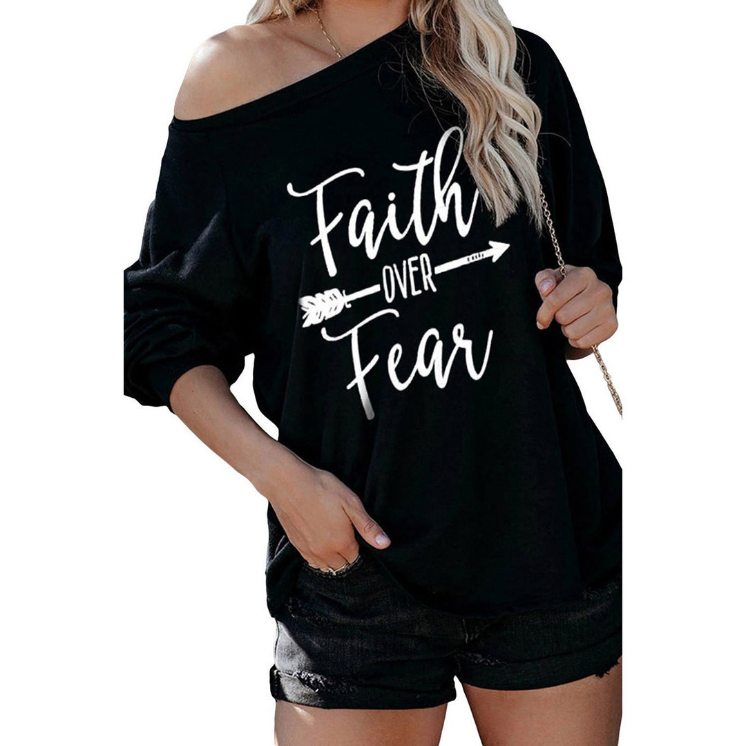 Damen Off-Shoulder Sweatshirt mit motivierendem Druck Drune