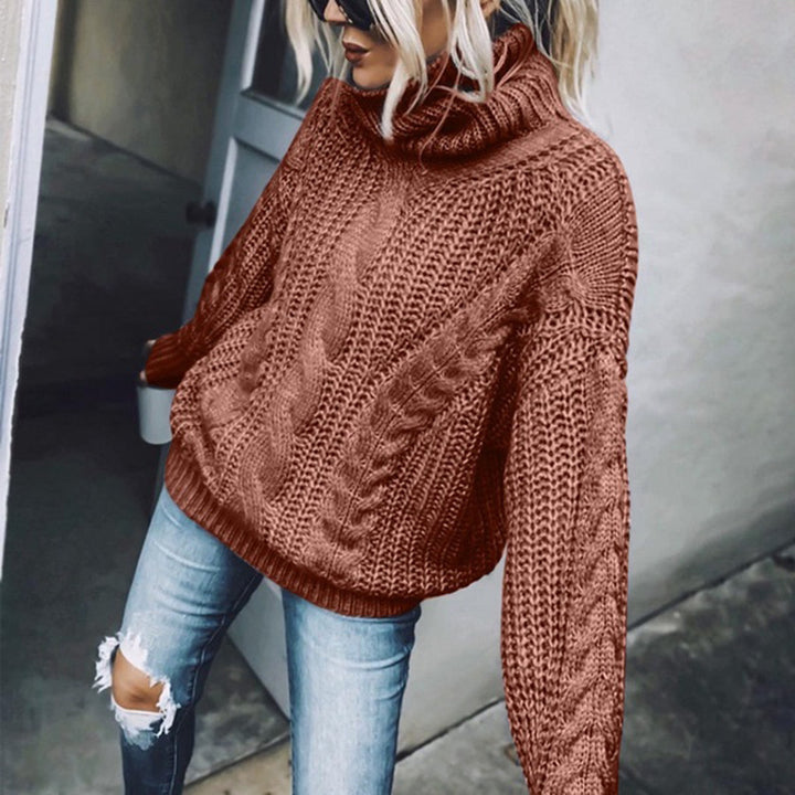 Damen Strickpullover mit hohem Kragen Drune