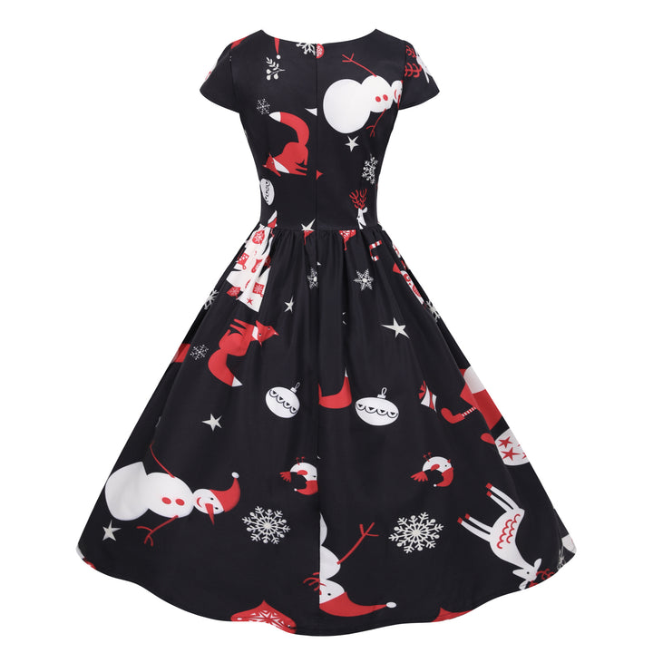 Damen Swingkleid mit festlichem Motiv und schwingendem Rock Drune