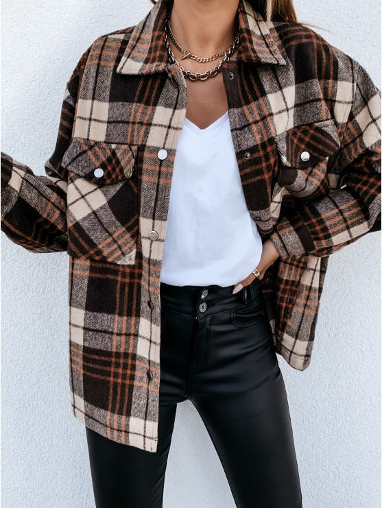 Drune | Shirtjacke Übergröße Passform Flanell Karomuster Knopfverschluss