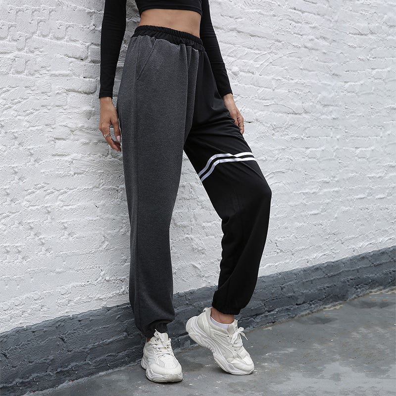 Damen sportliche Freizeithose mit seitlichen Eingrifftaschen und elastischem Bund Drune