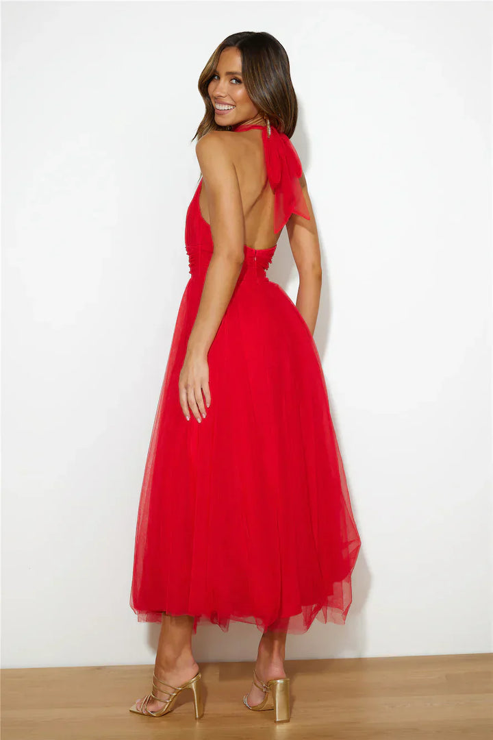 Drune | Halter Tüll Midi Kleid