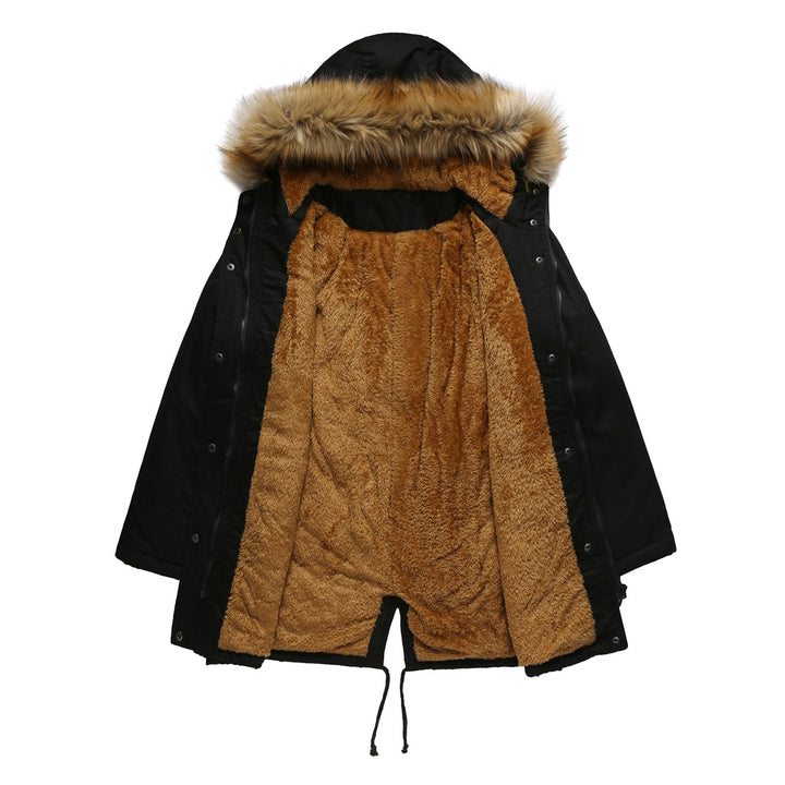 Damen warme Outdoor-Parka mit abnehmbarer Kapuze und luxuriösem Kunstfell Drune