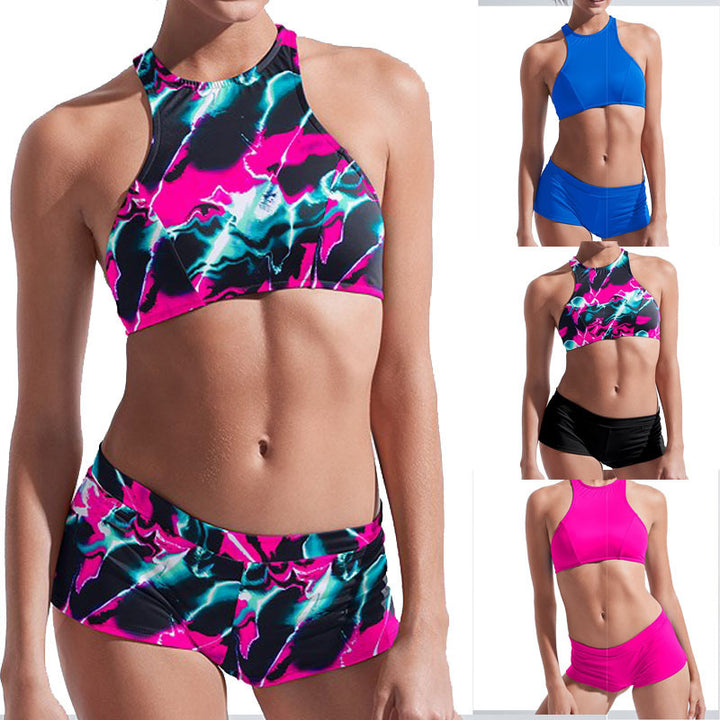 Damen Sport-Bikini mit hochgeschlossenem Oberteil und kurzem Höschen Drune