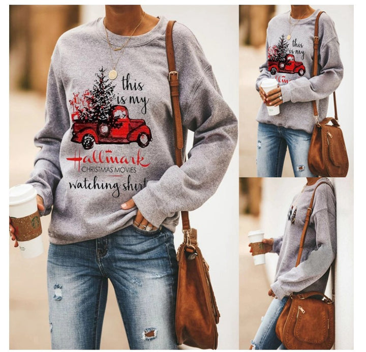 Damen Sweatshirt mit festlichem Motiv und lässigem Schnitt Drune