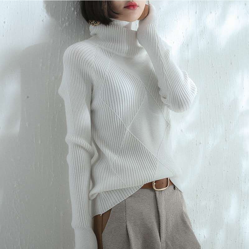 Damen Strickpullover mit Stehkragen und strukturiertem Design Drune