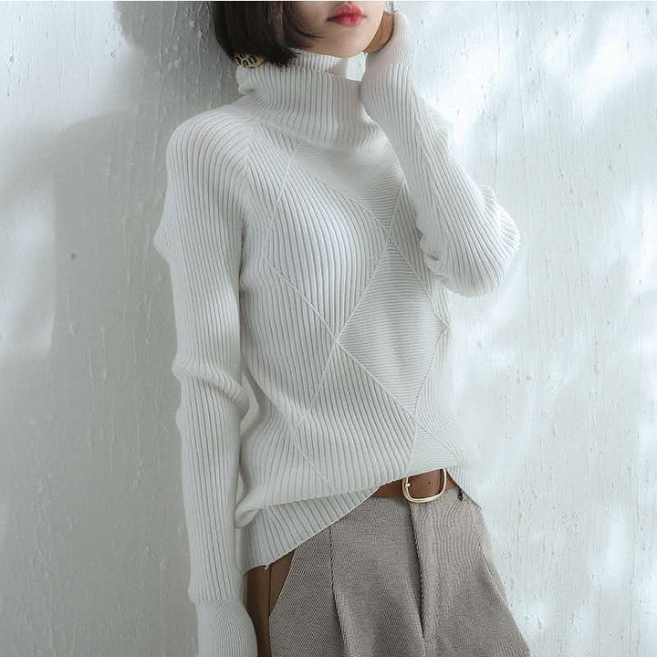 Damen Strickpullover mit Stehkragen und strukturiertem Design Drune