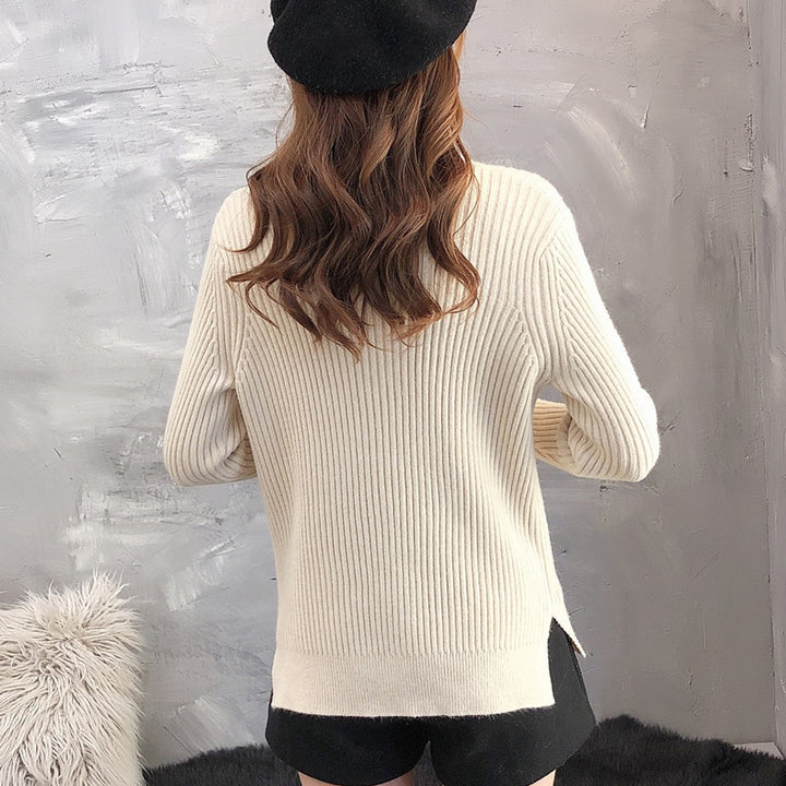 Damen Strickpullover mit Stehkragen und strukturiertem Design Drune