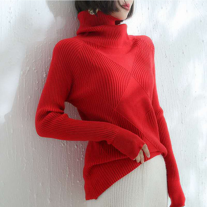 Damen Strickpullover mit Stehkragen und strukturiertem Design Drune