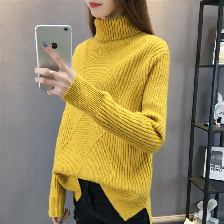 Damen Strickpullover mit Stehkragen und strukturiertem Design Drune