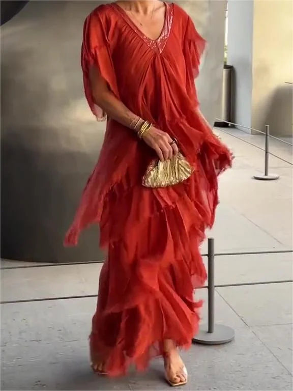 Drune | Elegantes Maxikleid mit Tiefem Ausschnitt