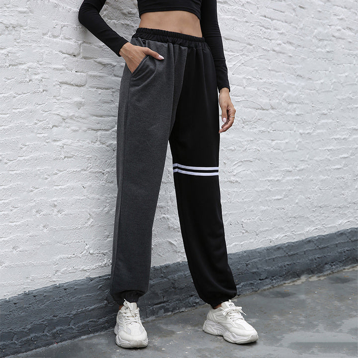 Damen sportliche Freizeithose mit seitlichen Eingrifftaschen und elastischem Bund Drune