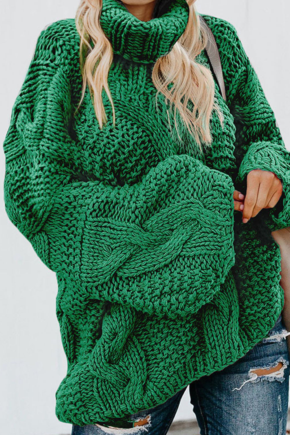 Drune Gedrehter Strick Langarmpullover