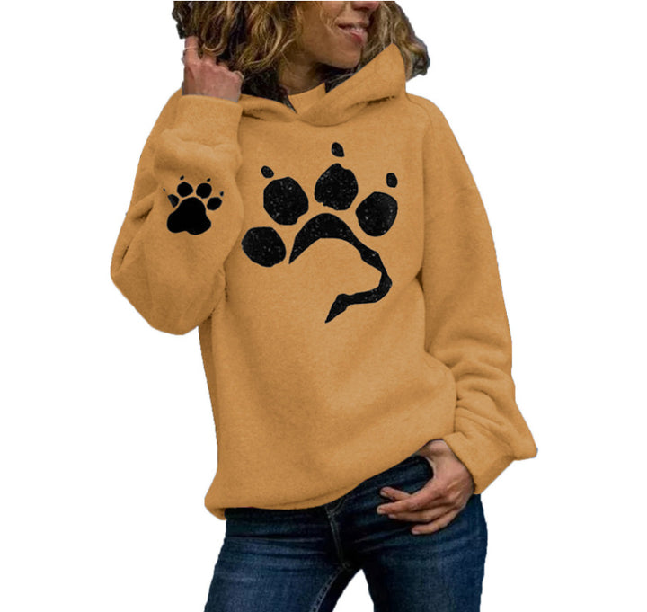 Damen Kapuzenpullover mit tierischem Pfotenmotiv und bequemer Passform Drune