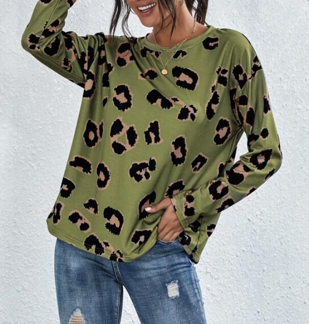 Damen Lässiger Leopardenmuster Pullover Drune