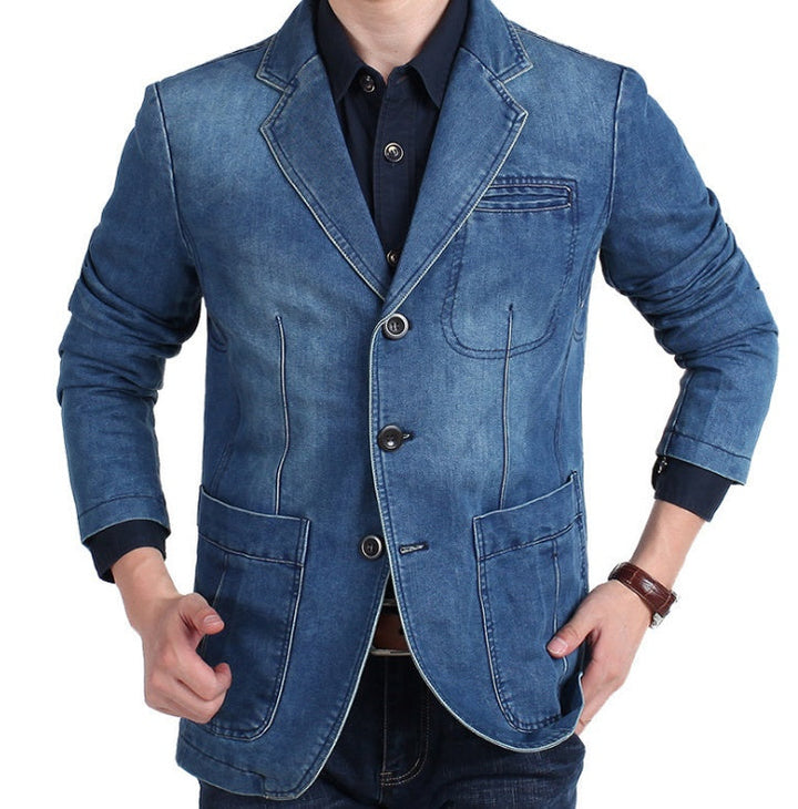 Drune | Herren Denim Baumwolle Blazerjacke