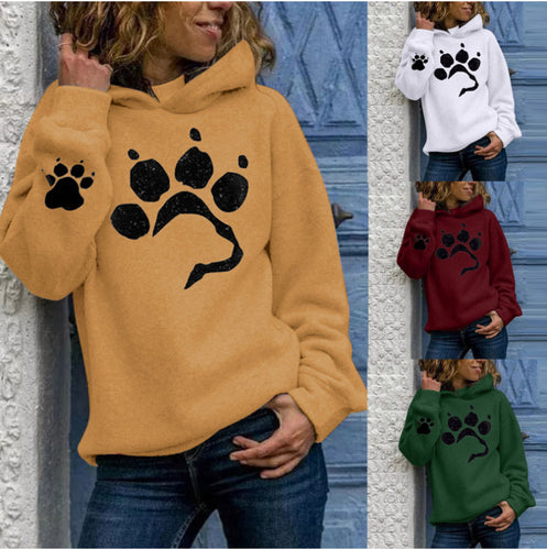 Damen Kapuzenpullover mit tierischem Pfotenmotiv und bequemer Passform Drune