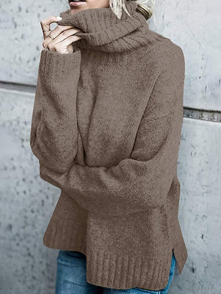 Damen Grobstrickpullover mit hohem Kragen und lässigem Schnitt Drune