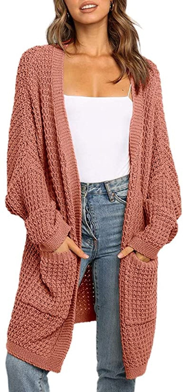 Damen Grobstrick-Cardigan mit praktischen Taschen und lockerer Passform Drune