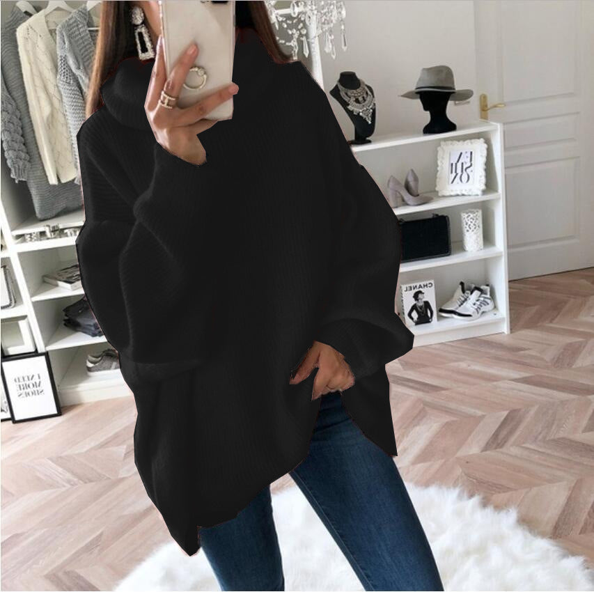 Damen Großer Strickpullover mit hohem Kragen und lässigem Schnitt Drune
