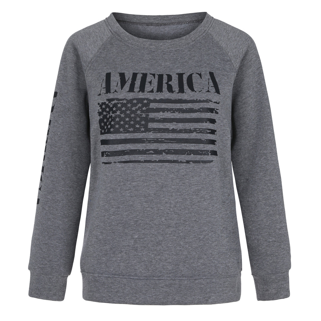 Damen Sweatshirt mit lässigem American Flag Print Drune