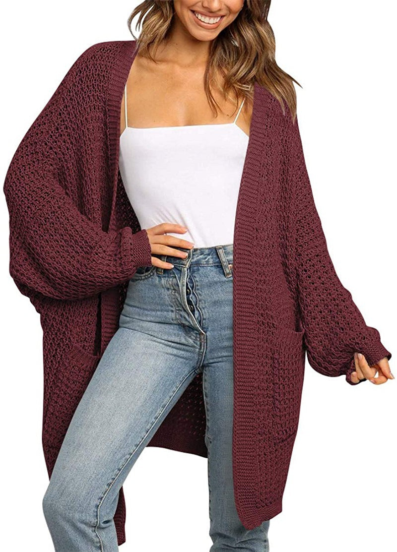 Damen Grobstrick Cardigan mit offenen Fronten und praktischen Taschen Drune