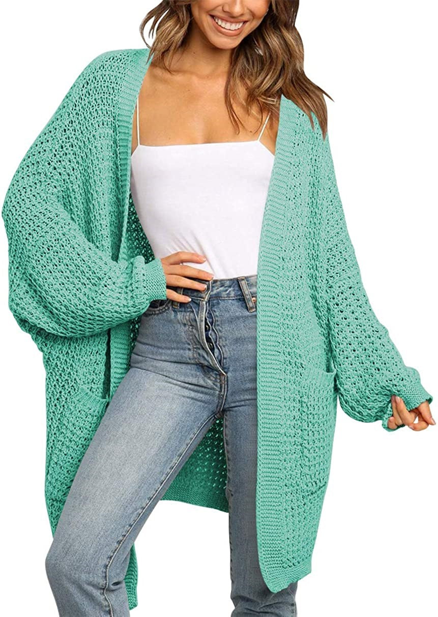 Damen Grobstrick Cardigan mit offenen Fronten und praktischen Taschen Drune