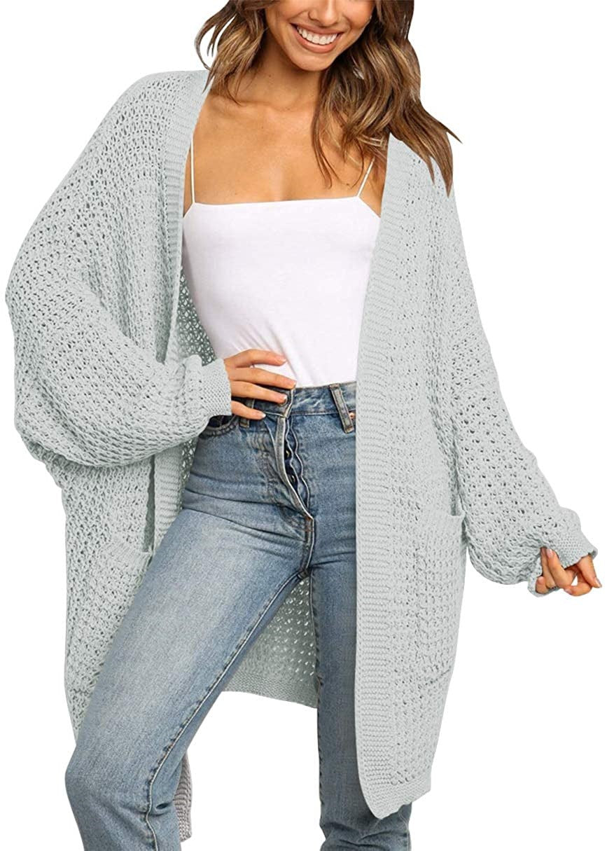Damen Grobstrick Cardigan mit offenen Fronten und praktischen Taschen Drune