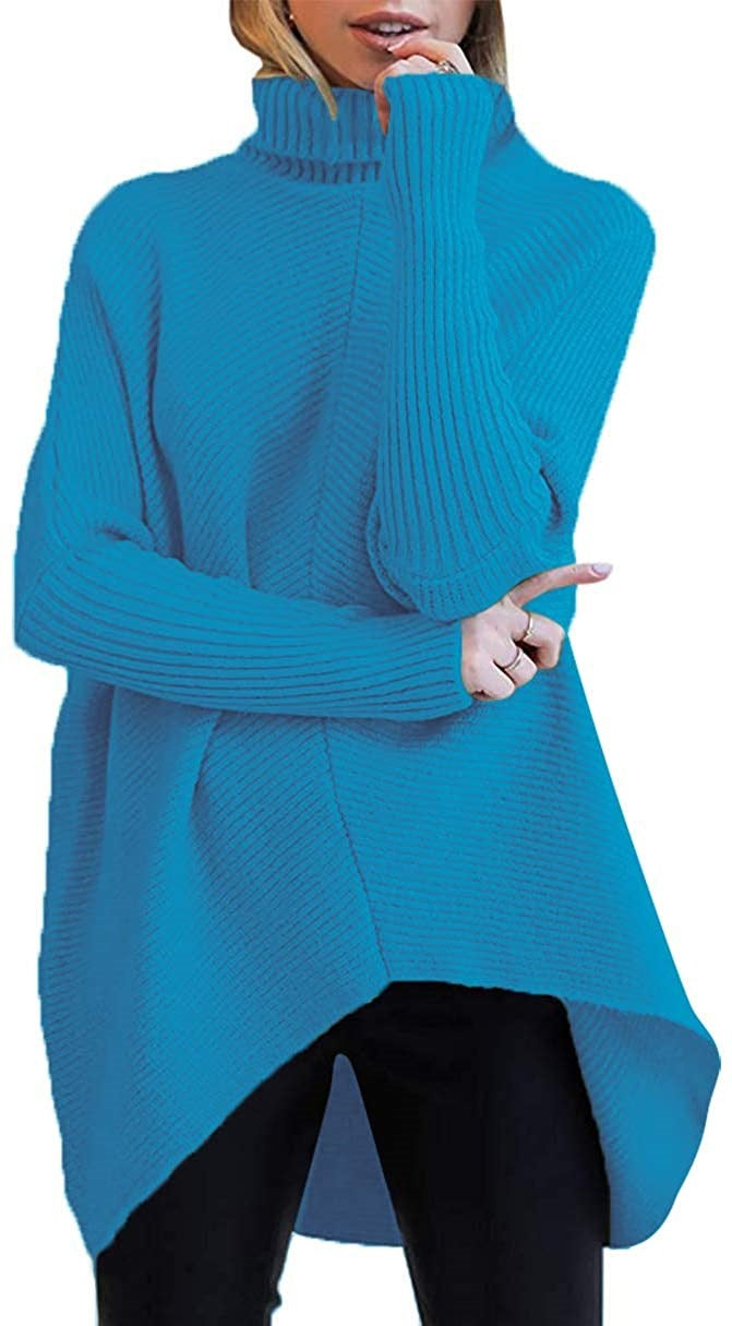 Damen Oversized Strickpullover mit hohem Kragen und strukturiertem Design Drune